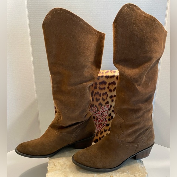 NIB Sz 9 Naughty Monkey Harmony Rust Suede Tall Slouch Fit Flat Heel Boots - Picture 6 of 16